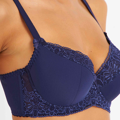 Бюстгальтер Полупоролоновая чашка Синий-сетка Прибалтика