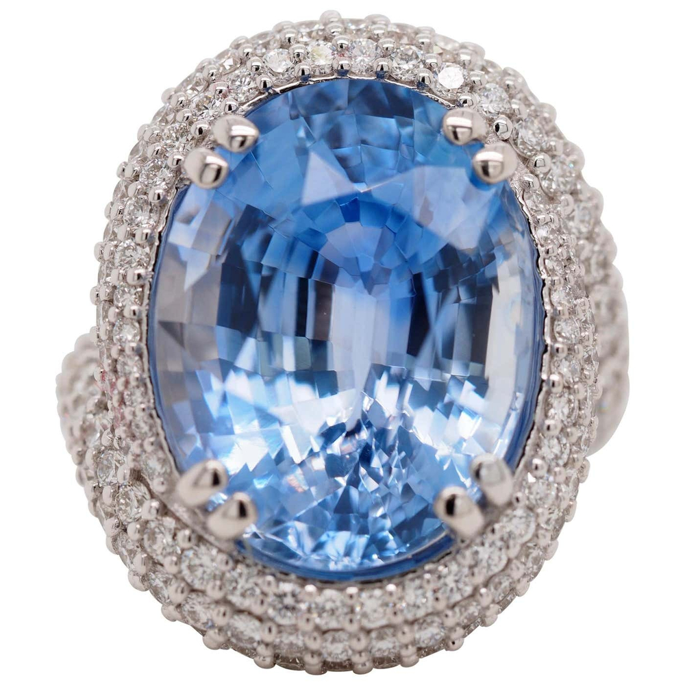 Кольцо с цейлонским сапфиром 15,67 ct с GIA сертификатом
