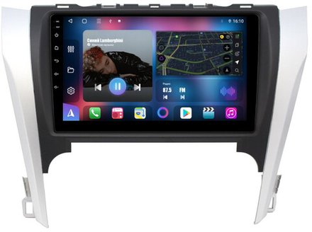 Магнитола Toyota Camry 50 2011-2014 (рамка серебристо-черная 9) - FarCar BM7048B9M на Android 13, QLED, ТОП процессор, 4Гб+32Гб, CarPlay, 4G SIM-слот