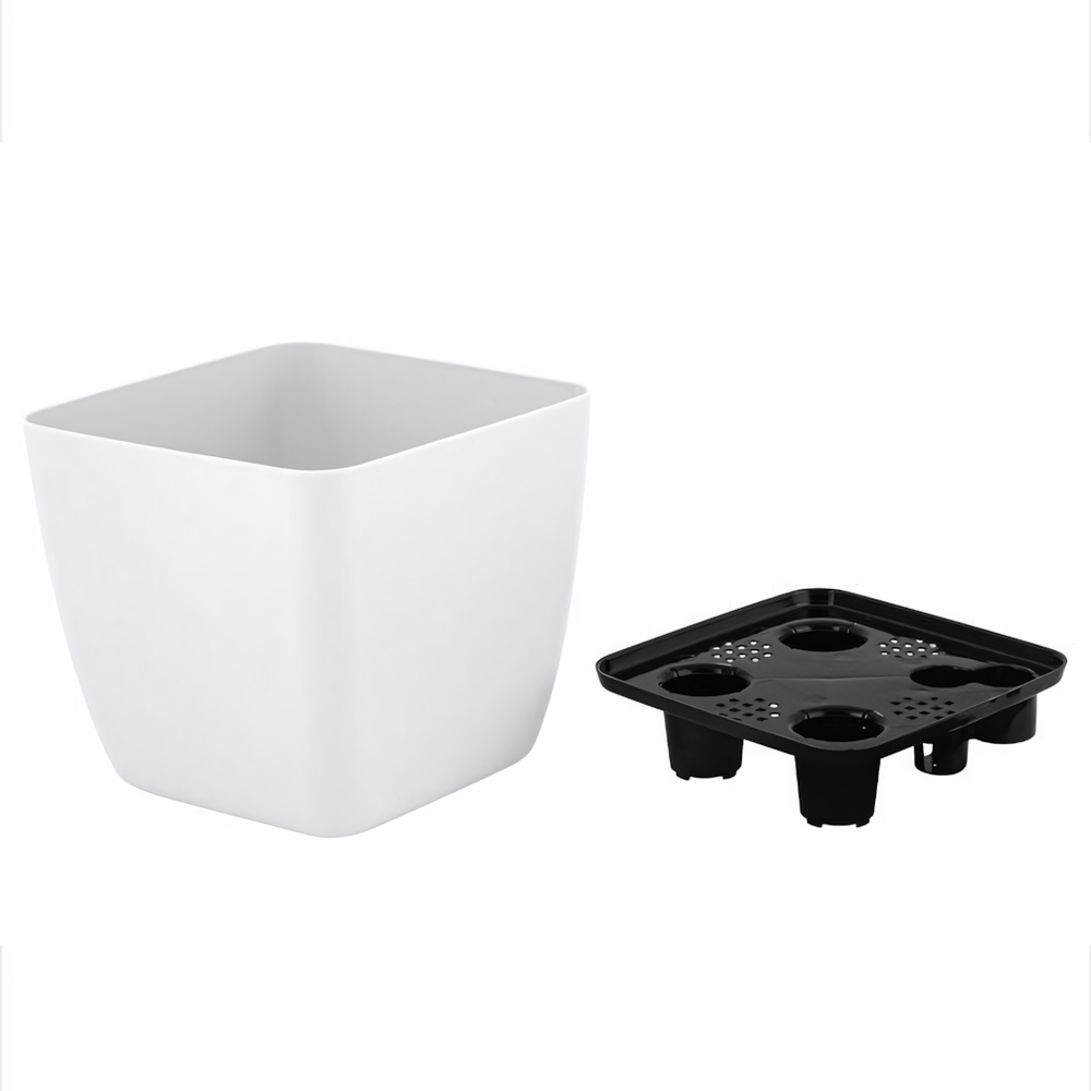 Горшок с дренажной вставкой InGreen Vienna, 1,5л, квадратный, белоснежный жасмин