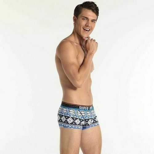Мужские трусы боксеры голубые с узорами Superbody Boxer Blue