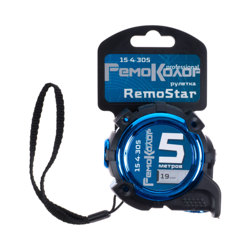 15-4-305 Рулетка "RemoStar", магнитная, обрезин. корпус, усиленная лента, автостоп, 5мх19мм