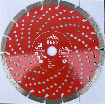 Диск алмазный отрезной, сегментный (230х2,4х22.23 мм) Grand Ultra "8888" GUS726