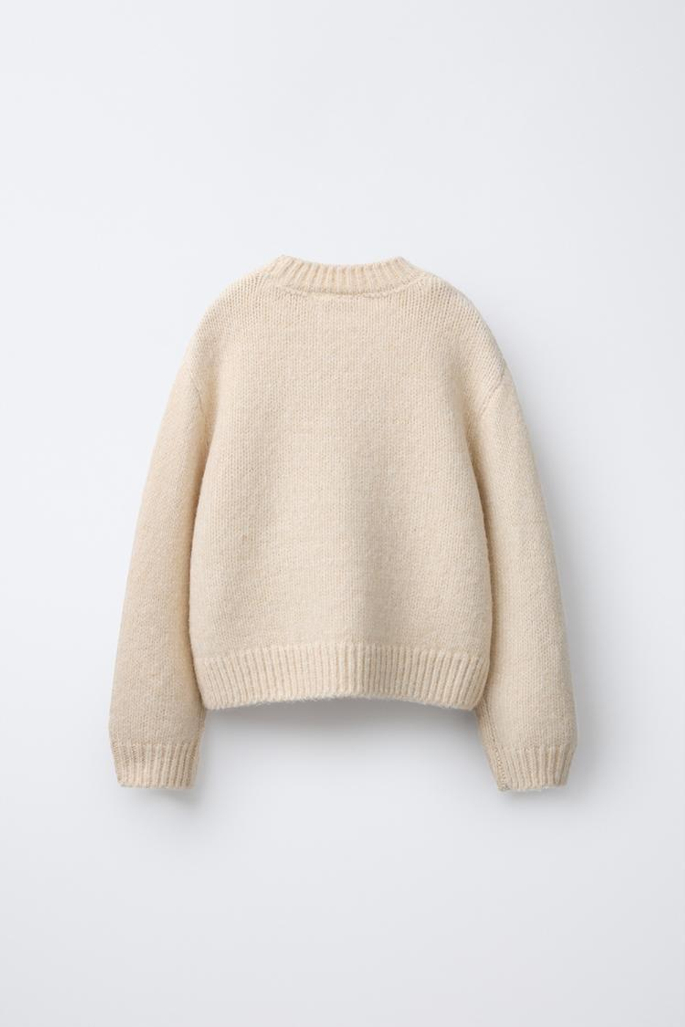 ZARA ДЖЕМПЕР ВЯЗАНЫЙ ЦВЕТЫ ИЗ ОРГАНЗЫ, ЭКРЮ