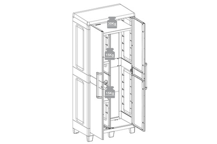 Уличный шкаф TOOMAX 2х дверный глубокий SANTORINI XL (3 полки), светло-серый/антрацит