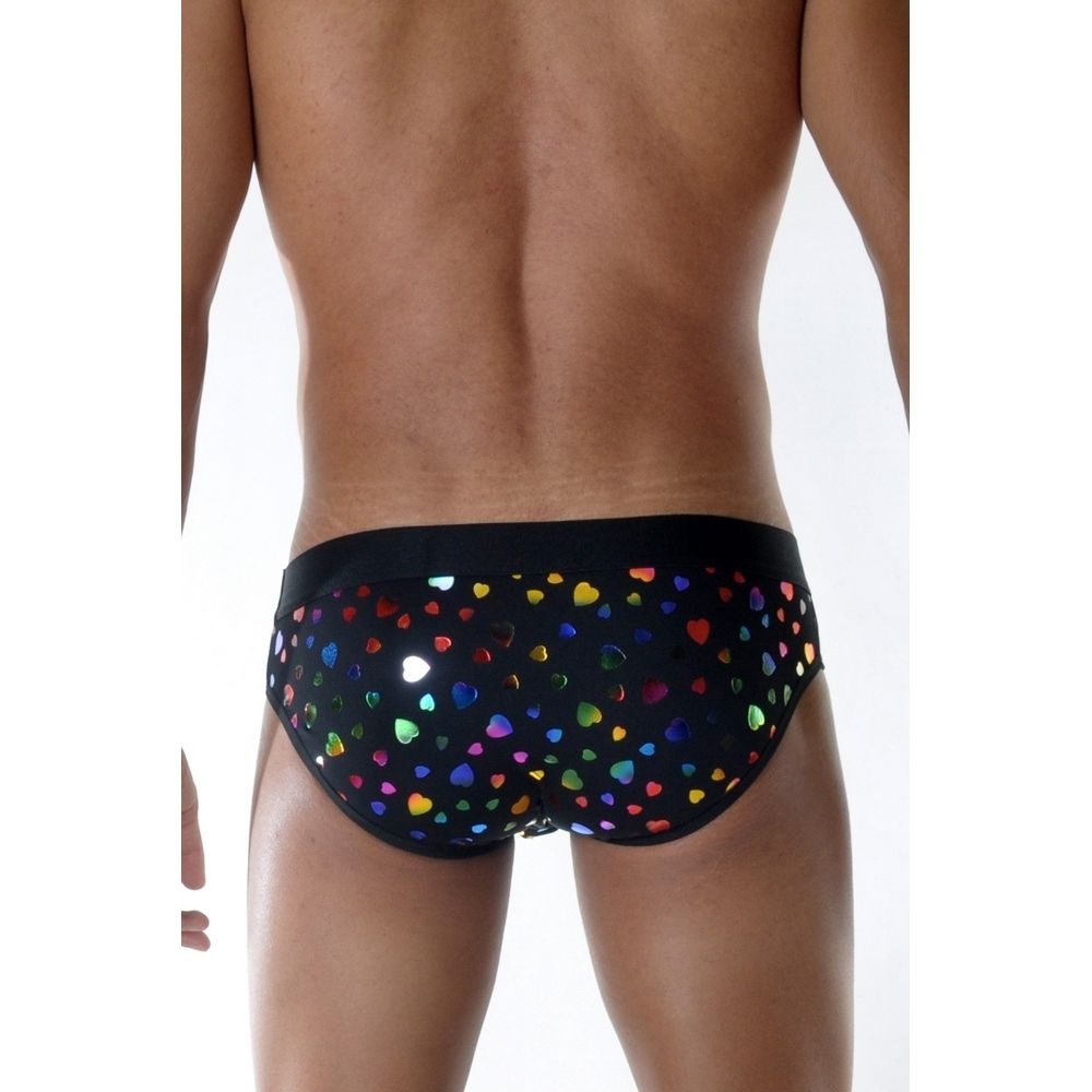 Мужские трусы слипы черные с разноцветными блестками Don Moris DM111826