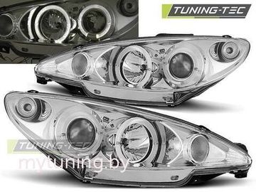 Передние фары chrome angel eyes для Peugeot 206 2002-