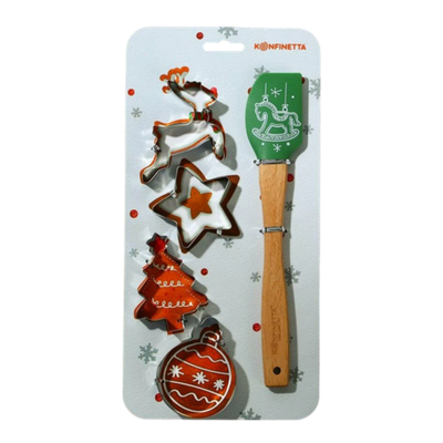 Набор кондитерский «Новогодние сладости», формы для печенья 4 шт, лопатка 1 шт
