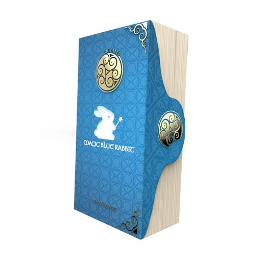 Голубой вибратор с рельефом и клиторальным зайчиком MAGIC TALES BLUE RABBIT - 24 см. (Цвет: голубой)