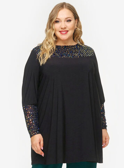 Туника свободного кроя, отделка из пайеток