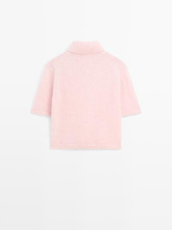 Massimo Dutti Трикотажный свитер из смесовой альпаки, светло-розовый