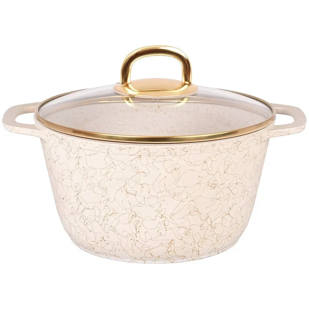 Кастрюля 3,5л «Грация» (белый/золото) со стеклянной крышкой кбз35а