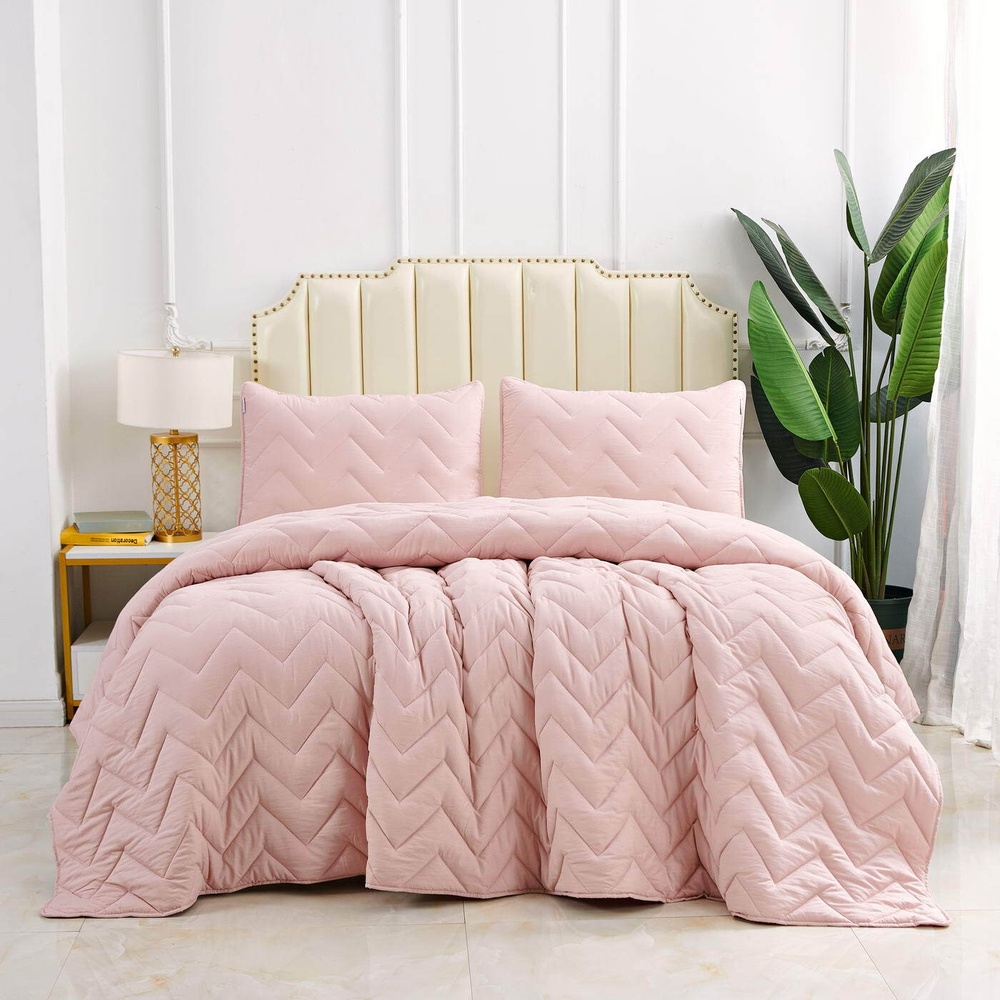 Покрывало 160х220 и наволочка 50х70 Sofi De MarkO Робби светло-розовое