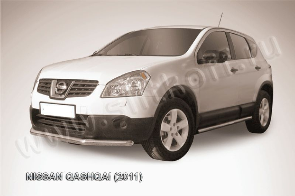 Защита переднего бампера (нержавейка) Nissan Qashqai (2010-2013) d57 короткая