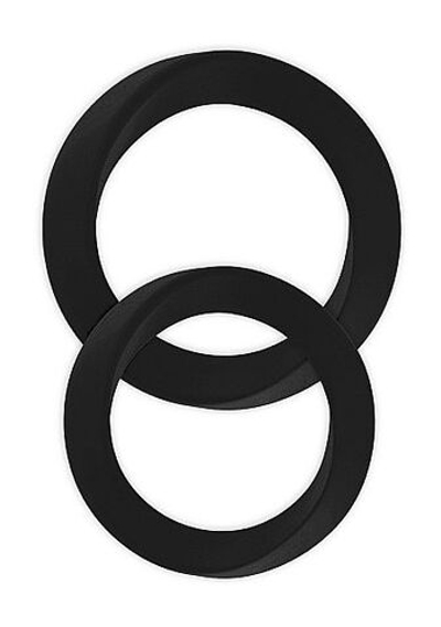 Набор из 2 чёрных эрекционных колец разного размера Infinity Thin M and L Cockring (Цвет: черный)