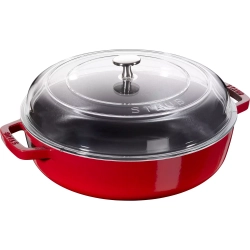 STAUB - Сковорода для тушения чугунная с крышкой, 28 см, красная / артикул   40501-038-0  / GTIN 3272340030079