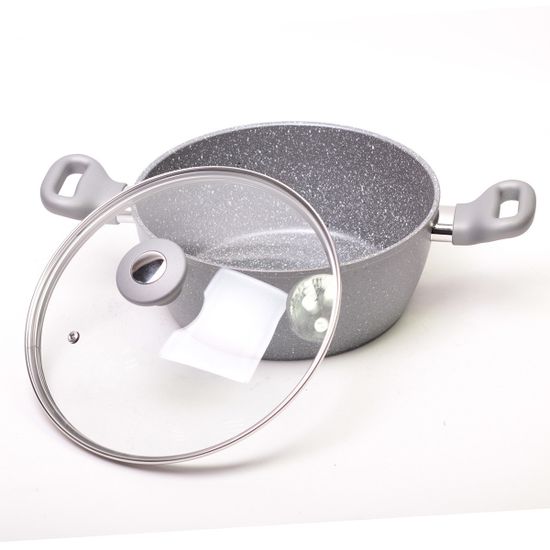 Кастрюля из алюминия с серым мраморным покрытием Kamille КМ-4281GR