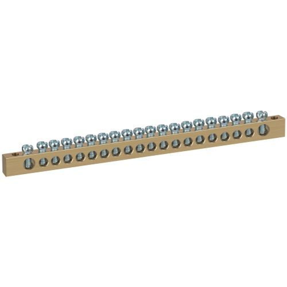 Шина NO-122-27 PEN земля-ноль 8х12мм 20/2 латунная крепеж по краям Эра Б0047242