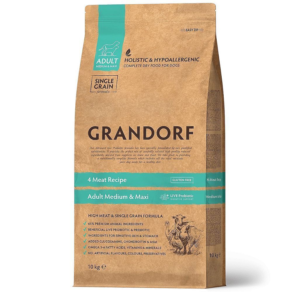 Сухой корм для собак средних и крупных пород GRANDORF DOG 4 Meat PROBIOTIC MED&amp;MAXI, Пакет 10кг