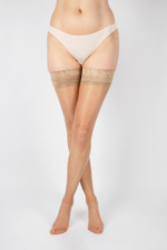 Чулки на силиконе с блеском Ultra Shine (Размер: S-M) (Цвет: черный)