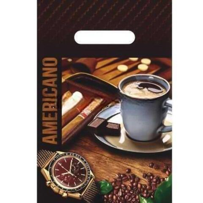 Пакет с прорубной ручкой ПВД 20х30 (30 мкм) "Американо" (100/2000 шт.) Интерпак