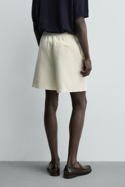 ZARA ШОРТЫ-ДЖОГГЕРЫ REGULAR FIT, ЖЕЛТОВАТО-БЕЛЫЙ