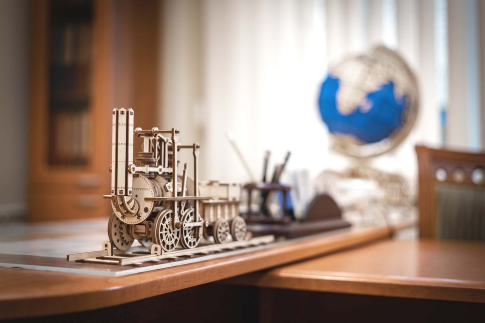 Локомотив №1 - Eco Wood Art - Деревянный конструктор, 3D пазл, сборная механическая модель, паровоз