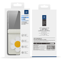 Чехол серого цвета (Daisy Edition) из искусственной кожи от Dux Ducis для Samsung Galaxy Z Flip 7, серия Luvy Series Case