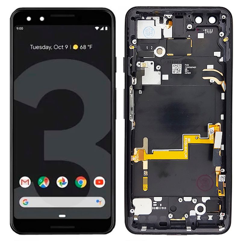 Дисплей для Google Pixel 3 в сборе c тачскрином на рамке (Black) черный