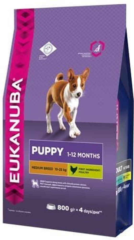 EUK Dog АКЦИЯ 800 + 800г  корм для щенков средних пород