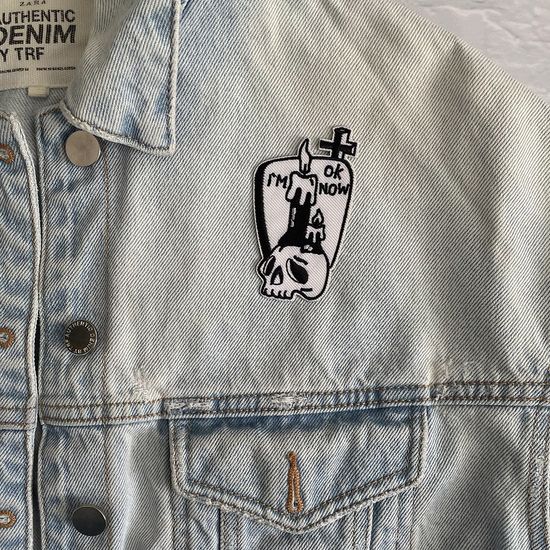 Нашивка термоаппликация на одежду и  на рюкзак. I am OK. Скелет