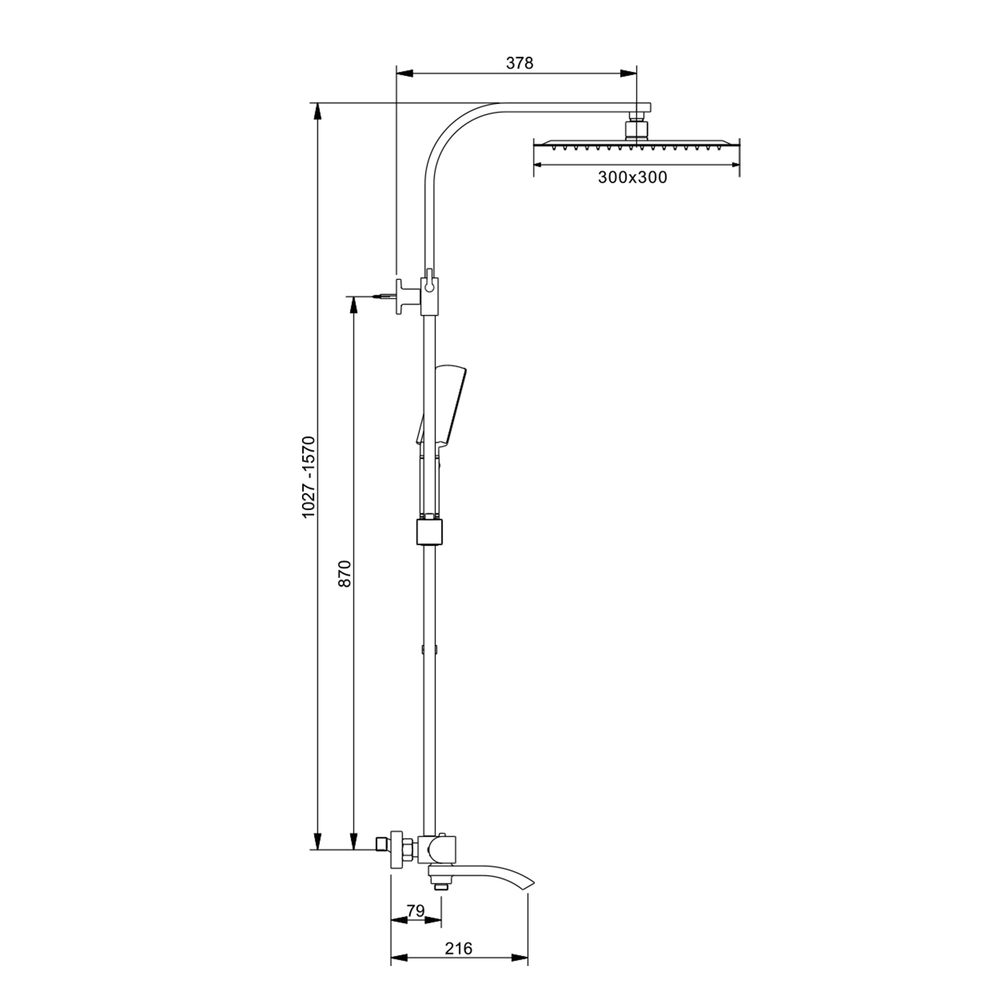 Душевая система термостат  G2407-40 GAPPO лейка "Тропический душ" квадрат 300*300 ХРОМ
