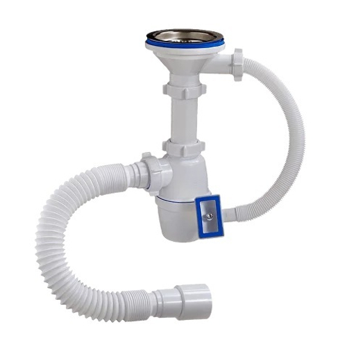 40079 Сифон 3 1/2 40 с переливом, с гоф. 40-40/50  ОРИО (22/1шт) КВАД