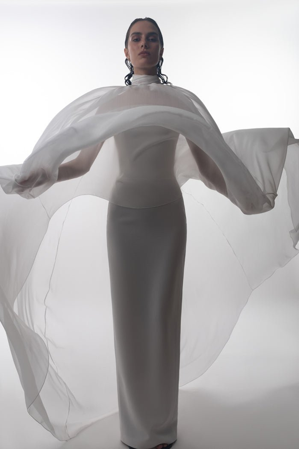 Платье макси корсетное из крепа