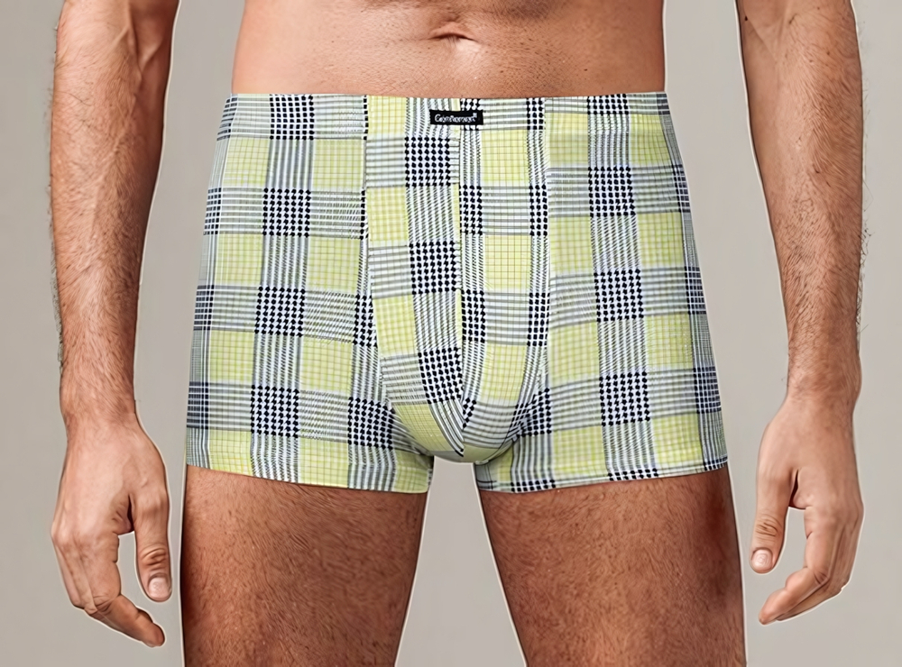 Мужские трусы-боксеры в цветную клетку (Размер: M) (Цвет: желтый)