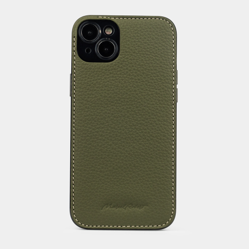 Чехол для iPhone 14 из кожи теленка, зеленого цвета