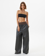 WIDE V-LEATHER TROUSERS