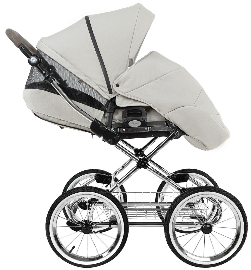 Детская коляска Roan Bass Next Classic d14 2.0 3 в 1 с автокреслом Pituso Santiso Pro Black BSNC/94/2 Marzipan/Black/руч.Cappuccino