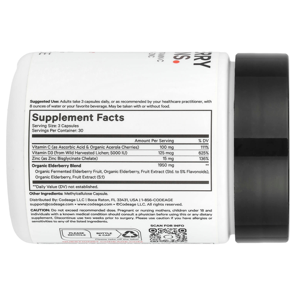 Codeage, Витамины из бузины, 90 капсул