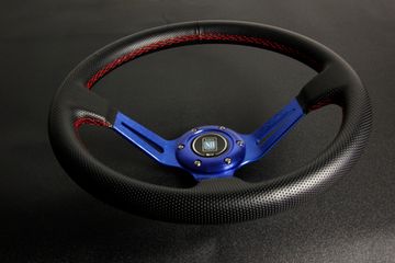 Спортивный руль Nardi style кожа с выносом 90мм синий