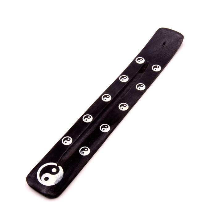 Подставка под благовония Лыжа Инь-Ян однополосная дерево цвет черный, серебристый рисунок