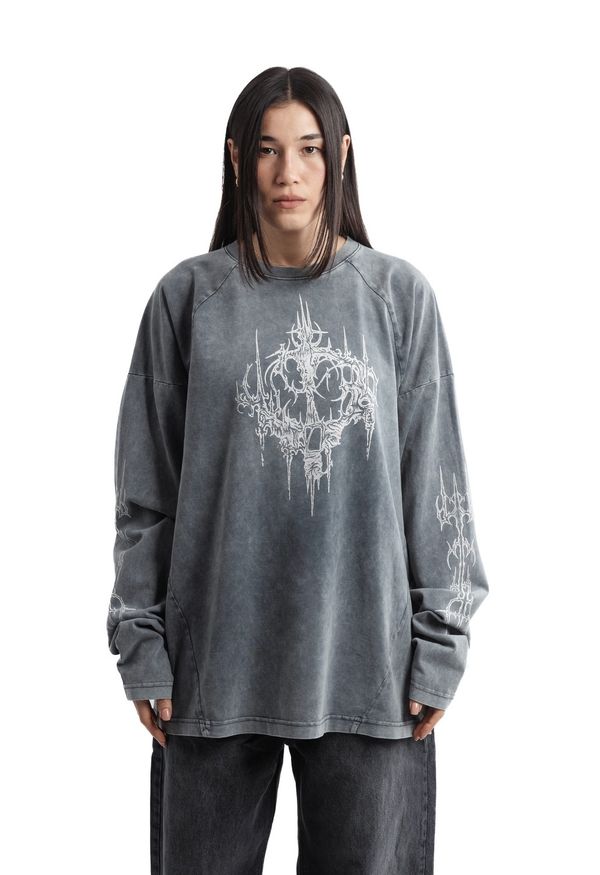 Лонгслив x Volchok Ghost Castle серый - фото 2