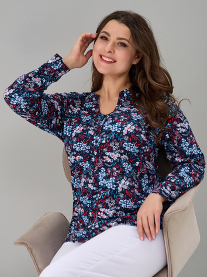 Блузка БЛ-22/синий-душистыйгорошек