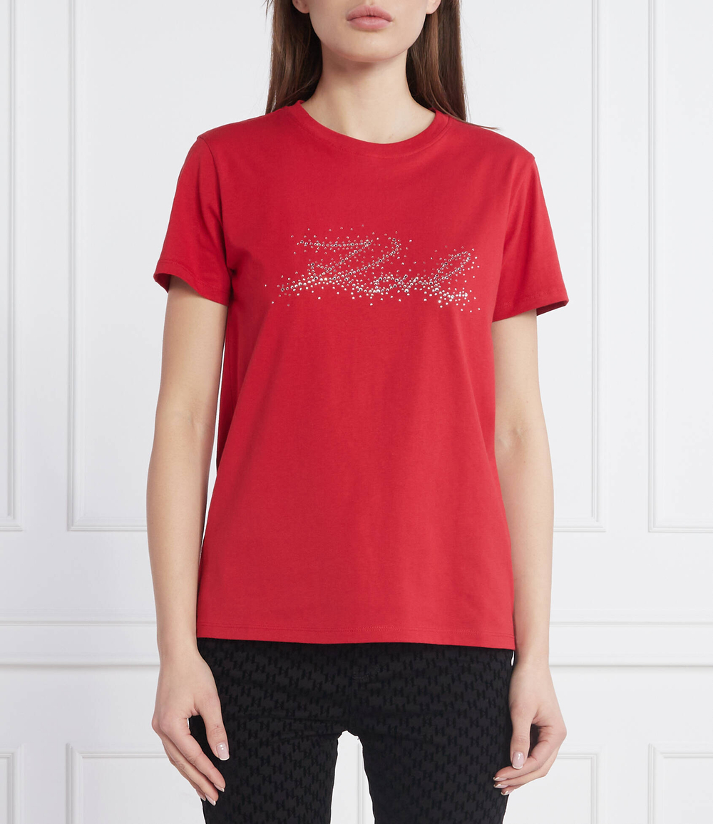 футболка rhinestone Karl Lagerfeld - красный(230W1713)