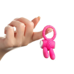 Розовое эрекционное кольцо Зайчик с вибрацией (Цвет: розовый)