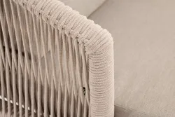 "Верона" кресло плетеное из роупа, каркас алюминий белый муар, роуп бежевый круглый, ткань бежевая 15052