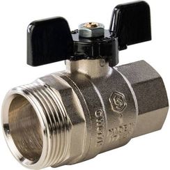 Кран шаровый со сгоном STOUT Н-В 1" бабочка полнопроходной 26351