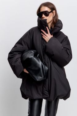 Куртка-баллон зимняя Айсель черного цвета