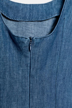 ZARA ПЛАТЬЕ МИДИ С ЮБКОЙ-КЛЁШ, СИНИЙ