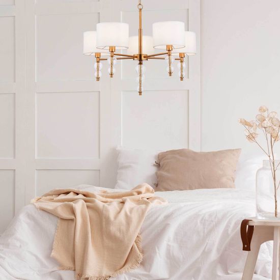 SLE105703-07 Светильник подвесной Хром/Светло-бежевый E14 7*40W RAMER